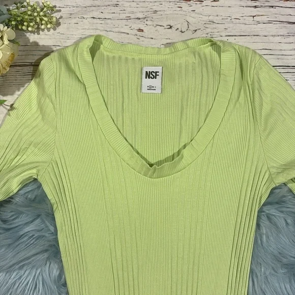 NSF Meadow Rib Dress Midi Dress in Limon - Picture 4 of 9